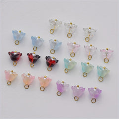 10pcs Gradient Glass Lily Loose Beads DIY Ear Accessories