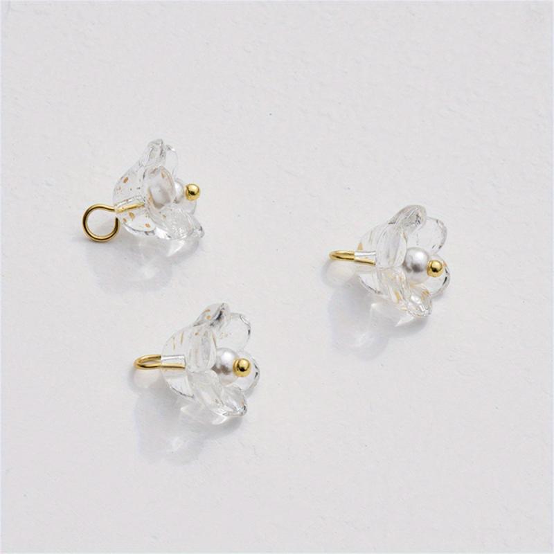 10pcs Gradient Glass Lily Loose Beads DIY Ear Accessories
