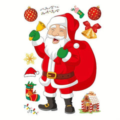 6pcs Christmas Stickers Santa Elk Snowman Tree Window Glass
