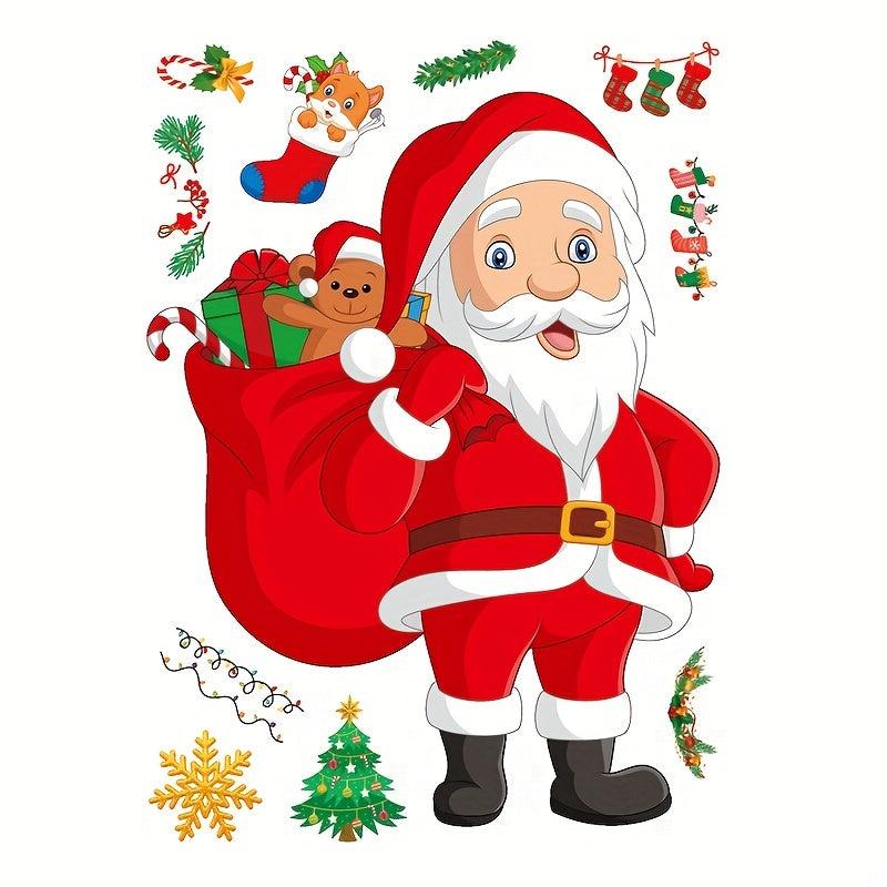 6pcs Christmas Stickers Santa Elk Snowman Tree Window Glass