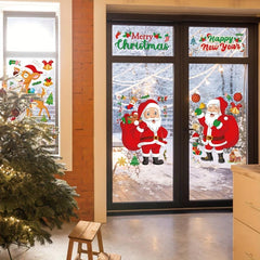 6pcs Christmas Stickers Santa Elk Snowman Tree Window Glass