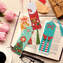 4pcs DIY Diamond Painting Bookmarks Acrylic Glass Christmas Gift