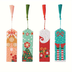4pcs DIY Diamond Painting Bookmarks Acrylic Glass Christmas Gift