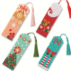 4pcs DIY Diamond Painting Bookmarks Acrylic Glass Christmas Gift