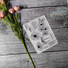 Flower Theme Stamp for Scrapbook and Card Making