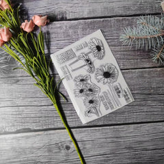 Flower Theme Stamp for Scrapbook and Card Making