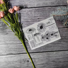 Flower Theme Stamp for Scrapbook and Card Making