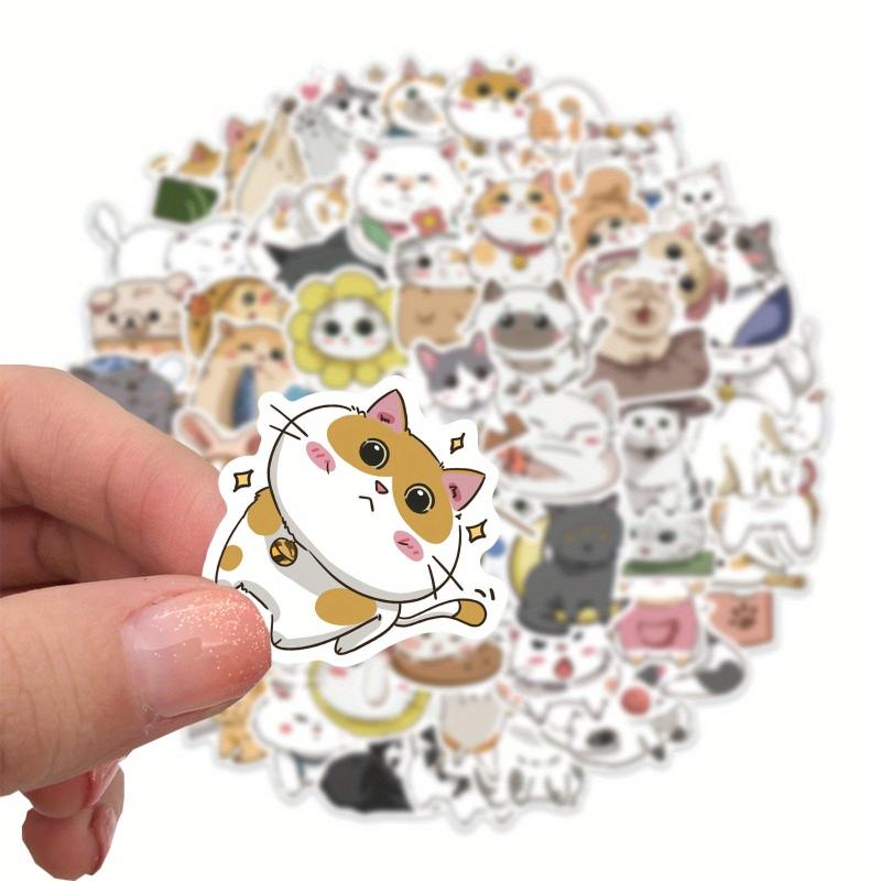62pcs Cartoon Cat Daily Stickers - Stationery Books Laptops Water Cups
