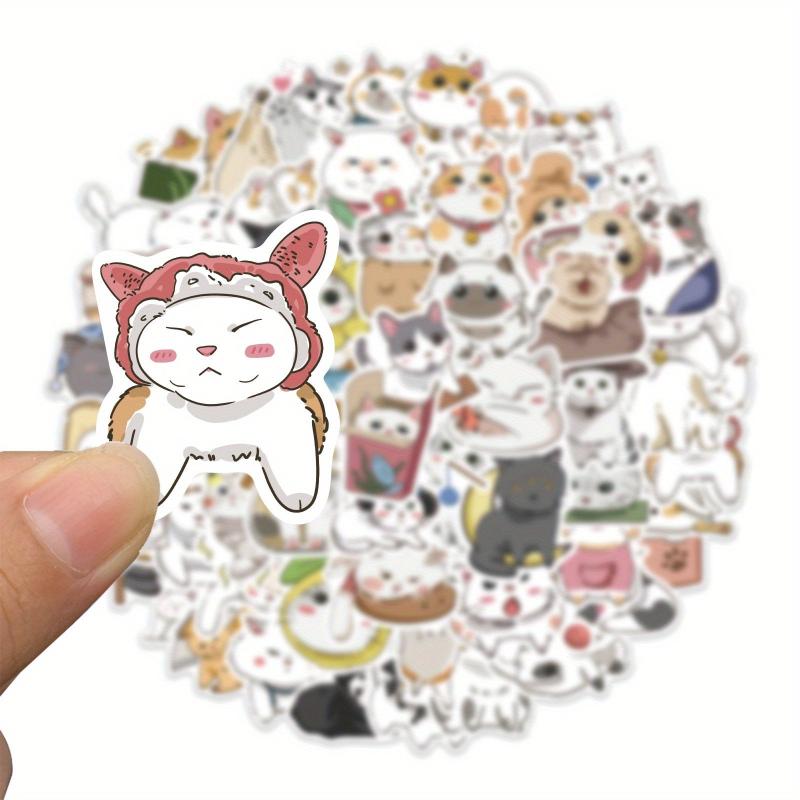62pcs Cartoon Cat Daily Stickers - Stationery Books Laptops Water Cups