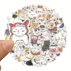62pcs Cartoon Cat Daily Stickers - Stationery Books Laptops Water Cups