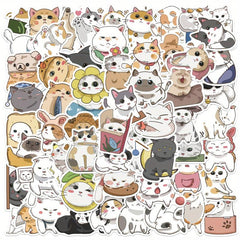 62pcs Cartoon Cat Daily Stickers - Stationery Books Laptops Water Cups