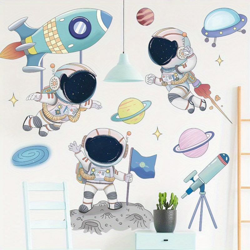 Space and Aerospace Pilot Wall Stickers - Cartoon Decor Set