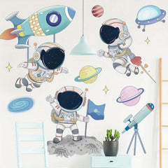 Space and Aerospace Pilot Wall Stickers - Cartoon Decor Set