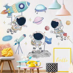 Space and Aerospace Pilot Wall Stickers - Cartoon Decor Set