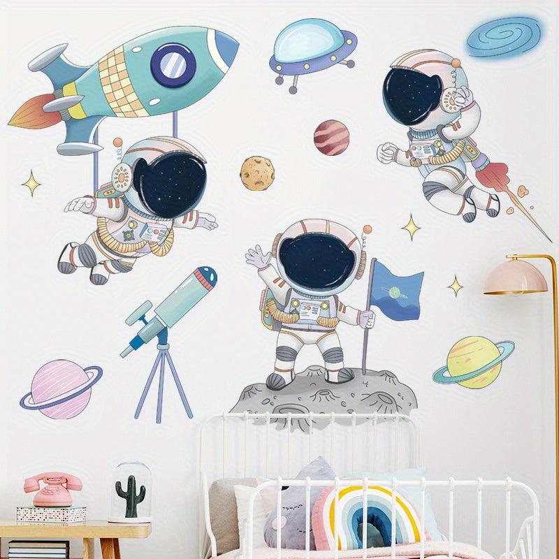 Space and Aerospace Pilot Wall Stickers - Cartoon Decor Set