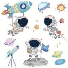 Space and Aerospace Pilot Wall Stickers - Cartoon Decor Set