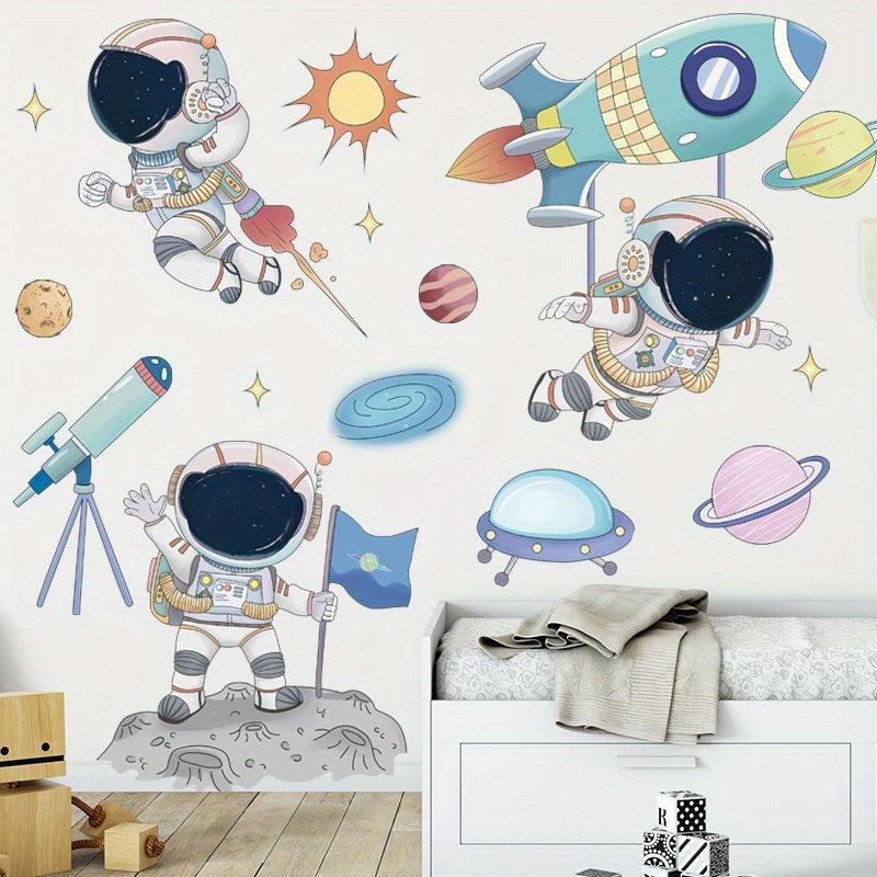Space and Aerospace Pilot Wall Stickers - Cartoon Decor Set