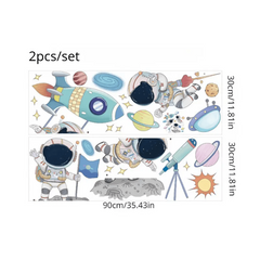 Space and Aerospace Pilot Wall Stickers - Cartoon Decor Set