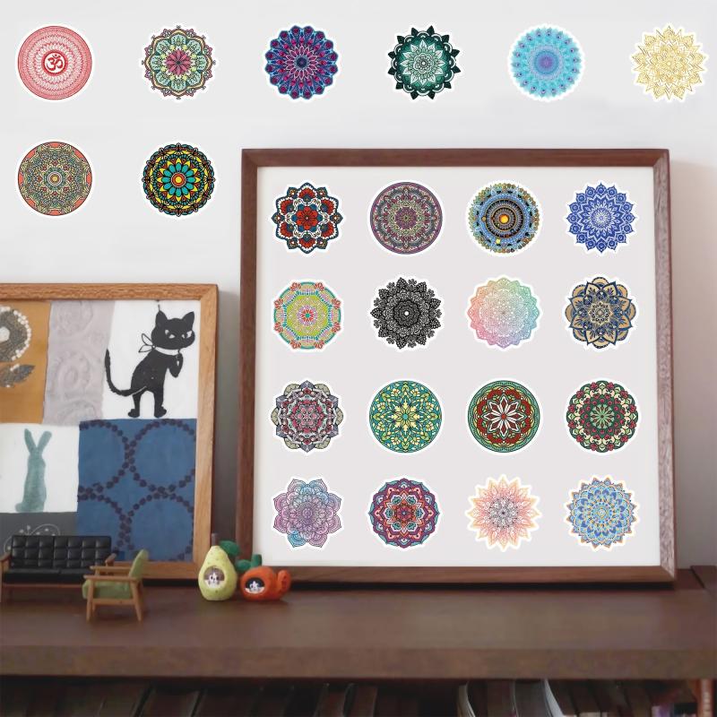 60pcs Circular Stripe Laptop Stickers Waterproof Vinyl Stickers