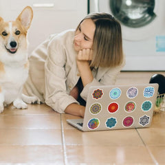 60pcs Circular Stripe Laptop Stickers Waterproof Vinyl Stickers
