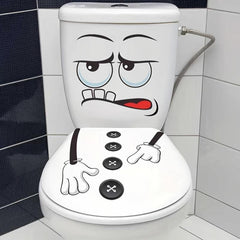 Funny Expression Button Toilet Lid Sticker Self-adhesive Wall Decoration
