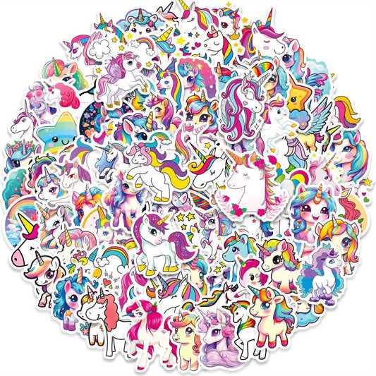 100pcs Cartoon Unicorn Stickers Waterproof Vinyl Colorful Unicorn Stickers