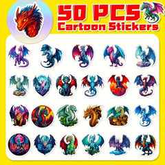 50pcs Waterproof Dragon Stickers Vinyl Laptop Graffiti Decals