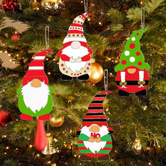 8pcs Christmas Dwarf Elf Hanging Decorations DIY Painting