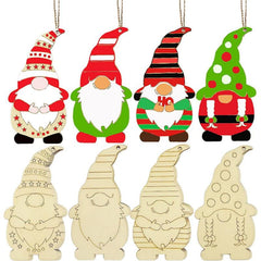 8pcs Christmas Dwarf Elf Hanging Decorations DIY Painting