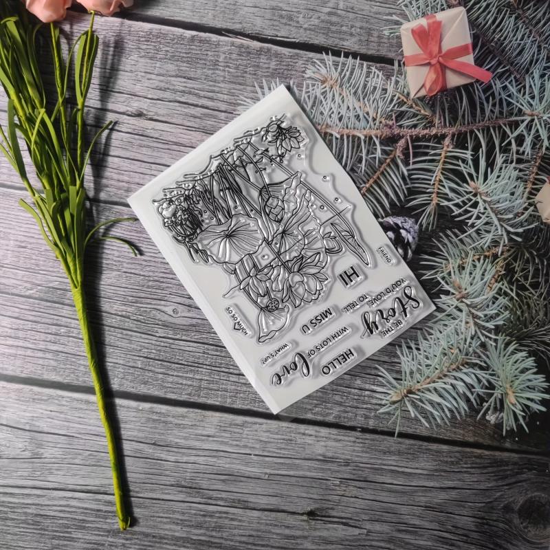Flower Theme Stamp for DIY Scrapbook Journal Card Making