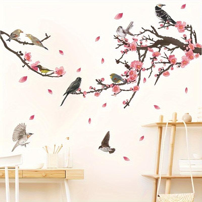 2pcs Chinese Flower Wall Stickers PVC Self-adhesive Removable 35.4in x 11.8in