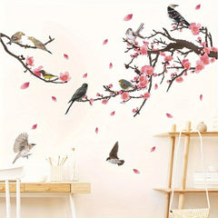 2pcs Chinese Flower Wall Stickers PVC Self-adhesive Removable 35.4in x 11.8in