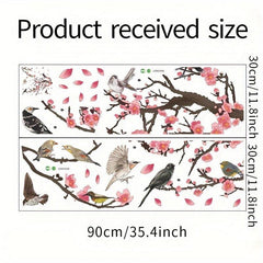 2pcs Chinese Flower Wall Stickers PVC Self-adhesive Removable 35.4in x 11.8in