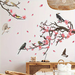 2pcs Chinese Flower Wall Stickers PVC Self-adhesive Removable 35.4in x 11.8in