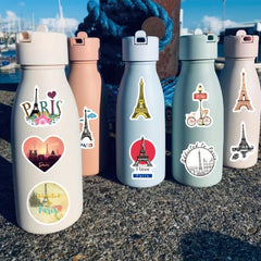 50pcs Paris Iron Tower Stickers For Water Bottle Laptop Scrapbook