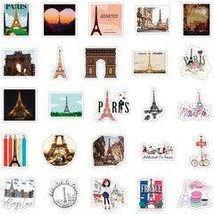50pcs Paris Iron Tower Stickers For Water Bottle Laptop Scrapbook