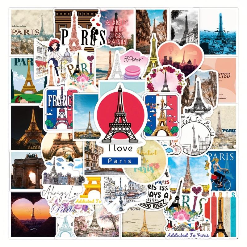 50pcs Paris Iron Tower Stickers For Water Bottle Laptop Scrapbook