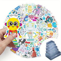 51pcs Robot Graffiti Cartoon Stickers for DIY Skateboard Water Cup Luggage