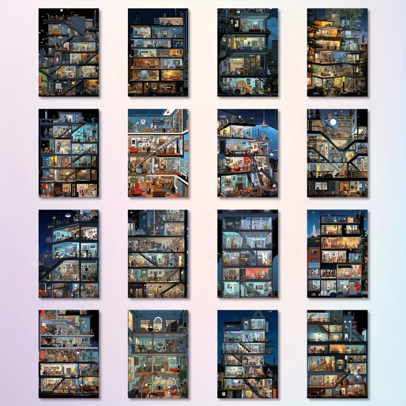 54pcs Apartment Sticker Packs for Phone Laptop Skateboard Decoration