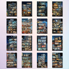 54pcs Apartment Sticker Packs for Phone Laptop Skateboard Decoration