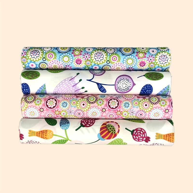 4pcs Quilted Cotton Fabric Bundles Flower Patterns DIY Sewing
