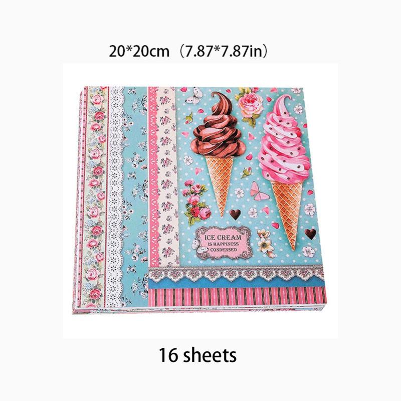 16pcs Paper Vintage Dessert Journal For DIY Gift