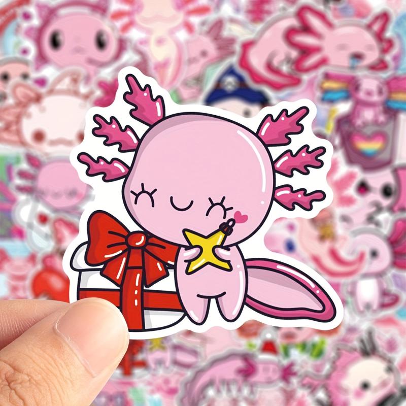 50pcs Pink Axolotl Pet Stickers for Mirror Phone Case Decorative Stickers