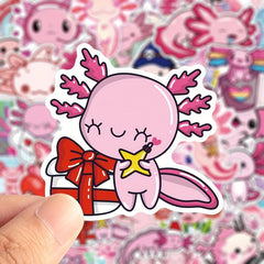 50pcs Pink Axolotl Pet Stickers for Mirror Phone Case Decorative Stickers