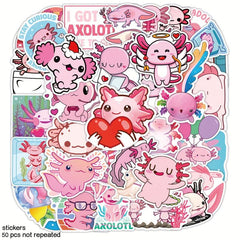 50pcs Pink Axolotl Pet Stickers for Mirror Phone Case Decorative Stickers