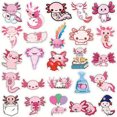 50pcs Pink Axolotl Pet Stickers for Mirror Phone Case Decorative Stickers