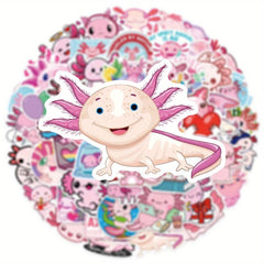 50pcs Pink Axolotl Pet Stickers for Mirror Phone Case Decorative Stickers