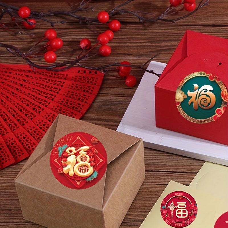 500PCS Chinese Fu Character Stickers Self-adhesive Wall Window Gift Year Party