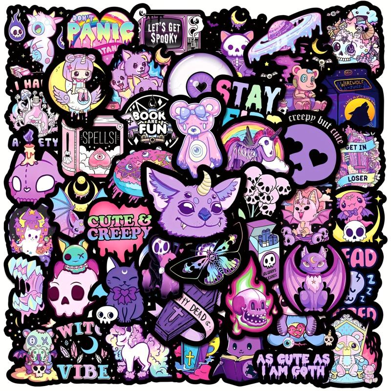 Set of 50 Gothic Graffiti Stickers for Notebooks & More