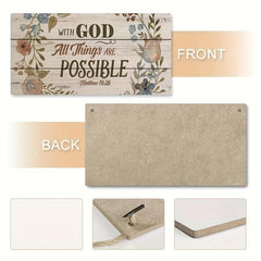 Hanging Plate God All Things Possible Floral Wood Plank Sign 15.24x30.48cm